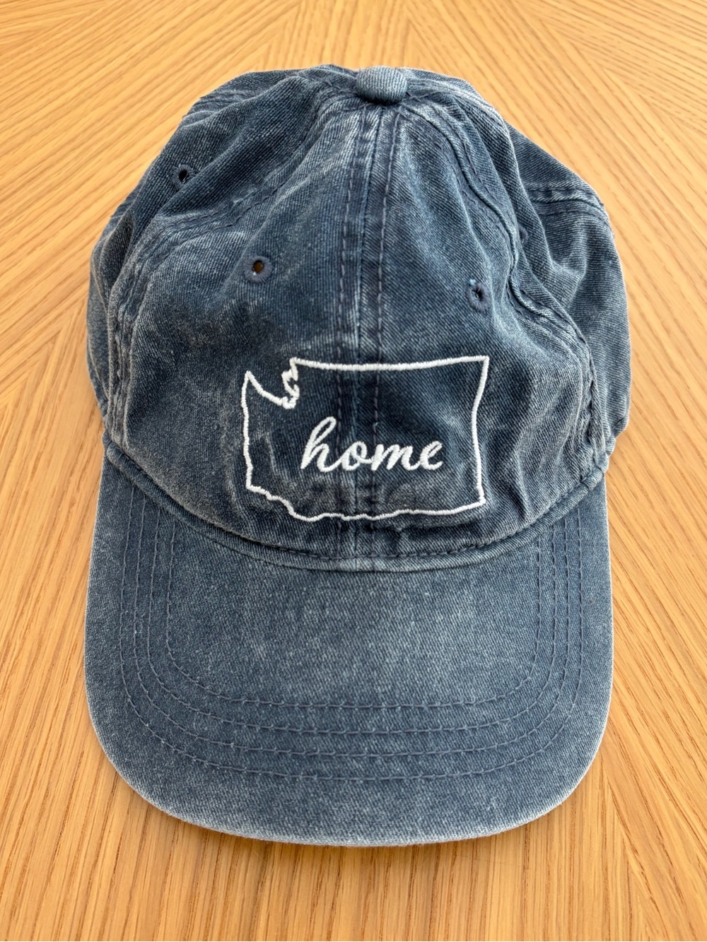 Washed Denim Washington State "Home" Embroidered Baseball Cap